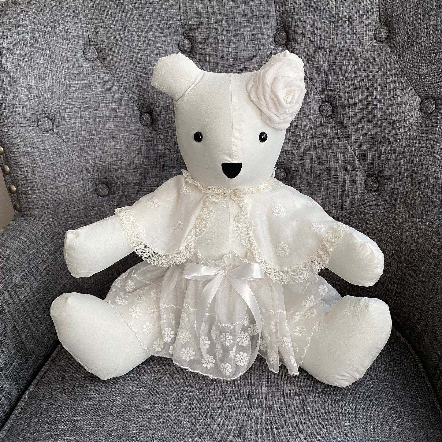 Rosette and Skirt Handmade Memory Bear