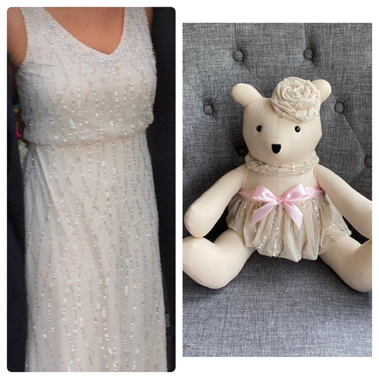 Rosette and Skirt Handmade Memory Bear