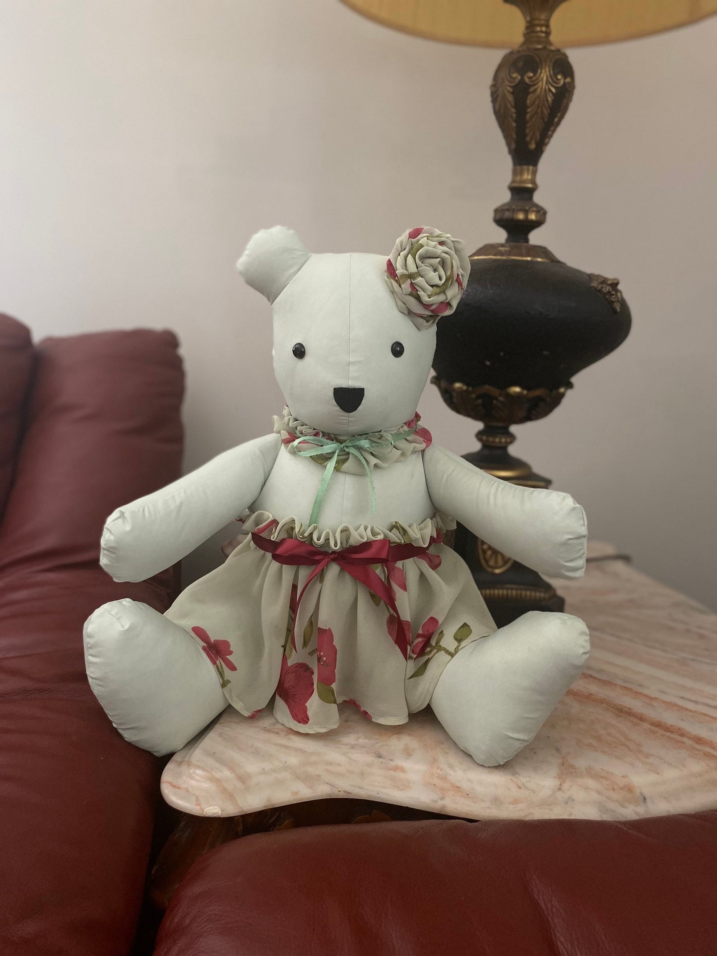 Rosette and Skirt Handmade Memory Bear